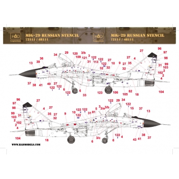 HAD72111 MiG-29 Russian Stencils