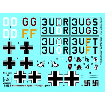 48155 Messerschmitt Bf 110 D-3/E-2 “Africa” part 2 decal sheet 1:48