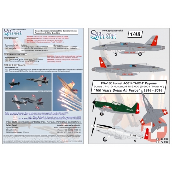 72-080 F/A-18C Hornet + M.S.406 + P-51 (100 years Swiss AF) 1914-2014