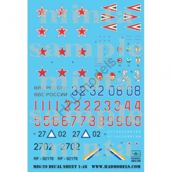 HAD48136 MIG-29 B/UB decal sheet 1:48