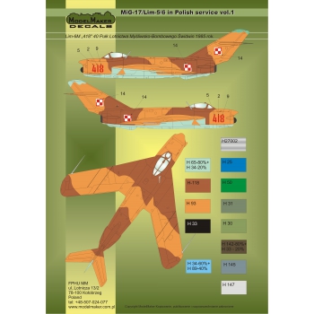 MD32025 MiG-17/Lim-5/6 in Polish service vol.1 - masks+decal