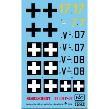 HAD48064 Messerschmitt Bf 109 F-4 yellow 17, V-+03, V-+07, yellow 7)