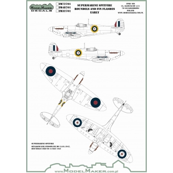 IM32701 Supermarine Spitfire roundels and fin flashes - EARLY