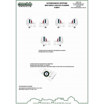 IM32701 Supermarine Spitfire roundels and fin flashes - EARLY