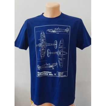 T-Shirt Maxi Spitfie Mk.V - blueprint 