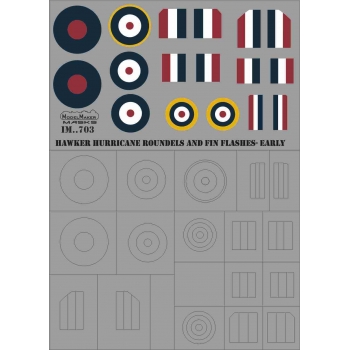 M72703 HAWKER HURRICANE   ROUNDELS AND FIN FLASHES - EARLY